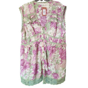 Women's Ari + Ava Floral Blouse, 3X Purple Green. New.with Tags.